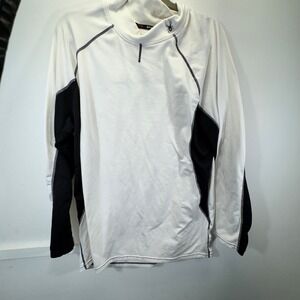 Spyder Active Mock Neck Base Layer Shirt Mens XL White Black Stretch Gorpcore